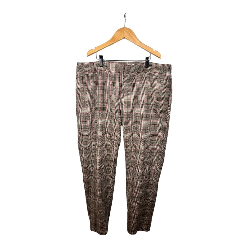 Gap Womens Slim Cropped Plaid Pants Sz 10 brown pink